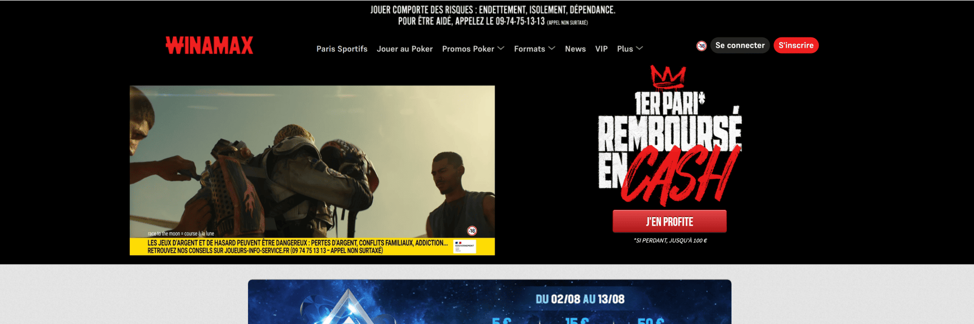 Screenshot of the Winamax website